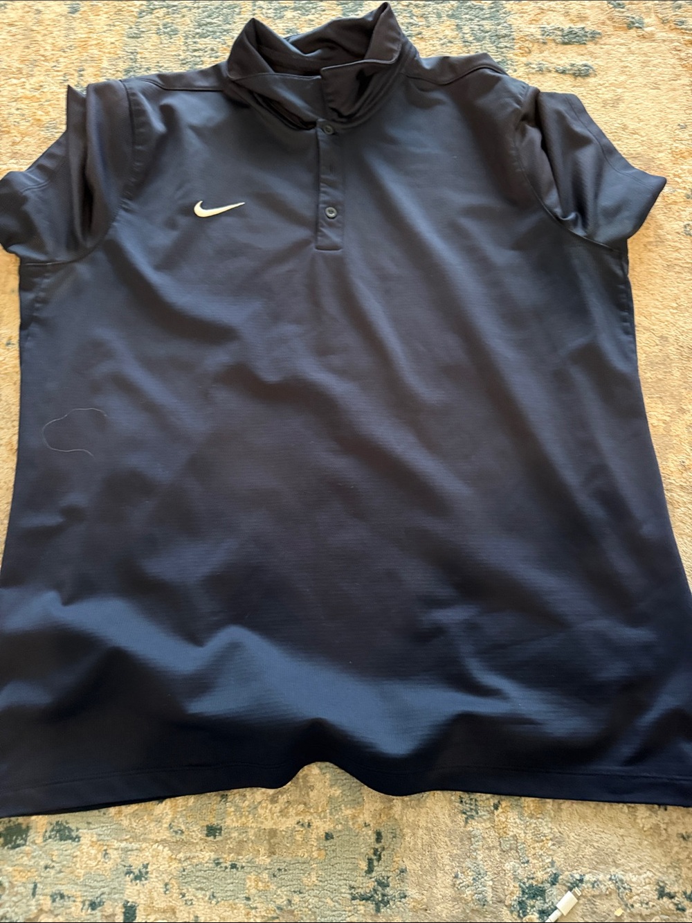 Nike Men’s Navy Blue Short-Sleeve Polo with White Swoosh